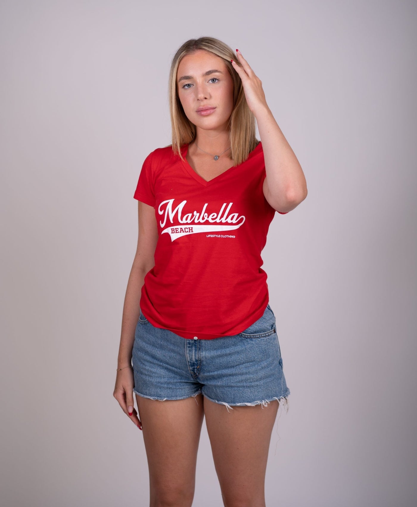 Red "V Neck" T-Shirt for Women