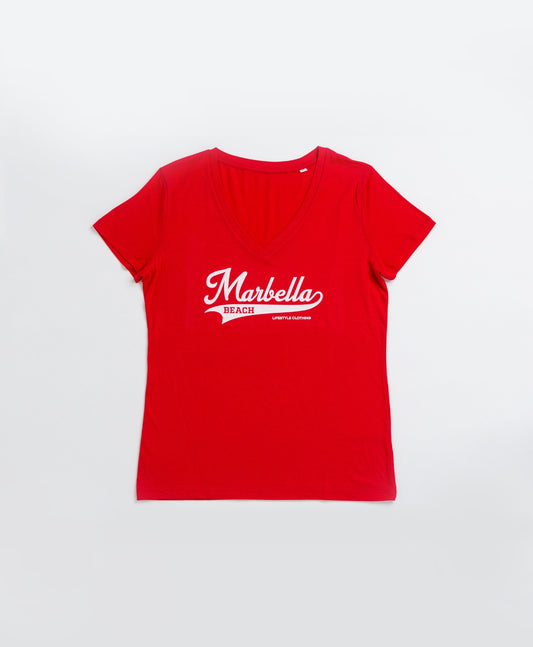 Red "V Neck" T-Shirt for Women